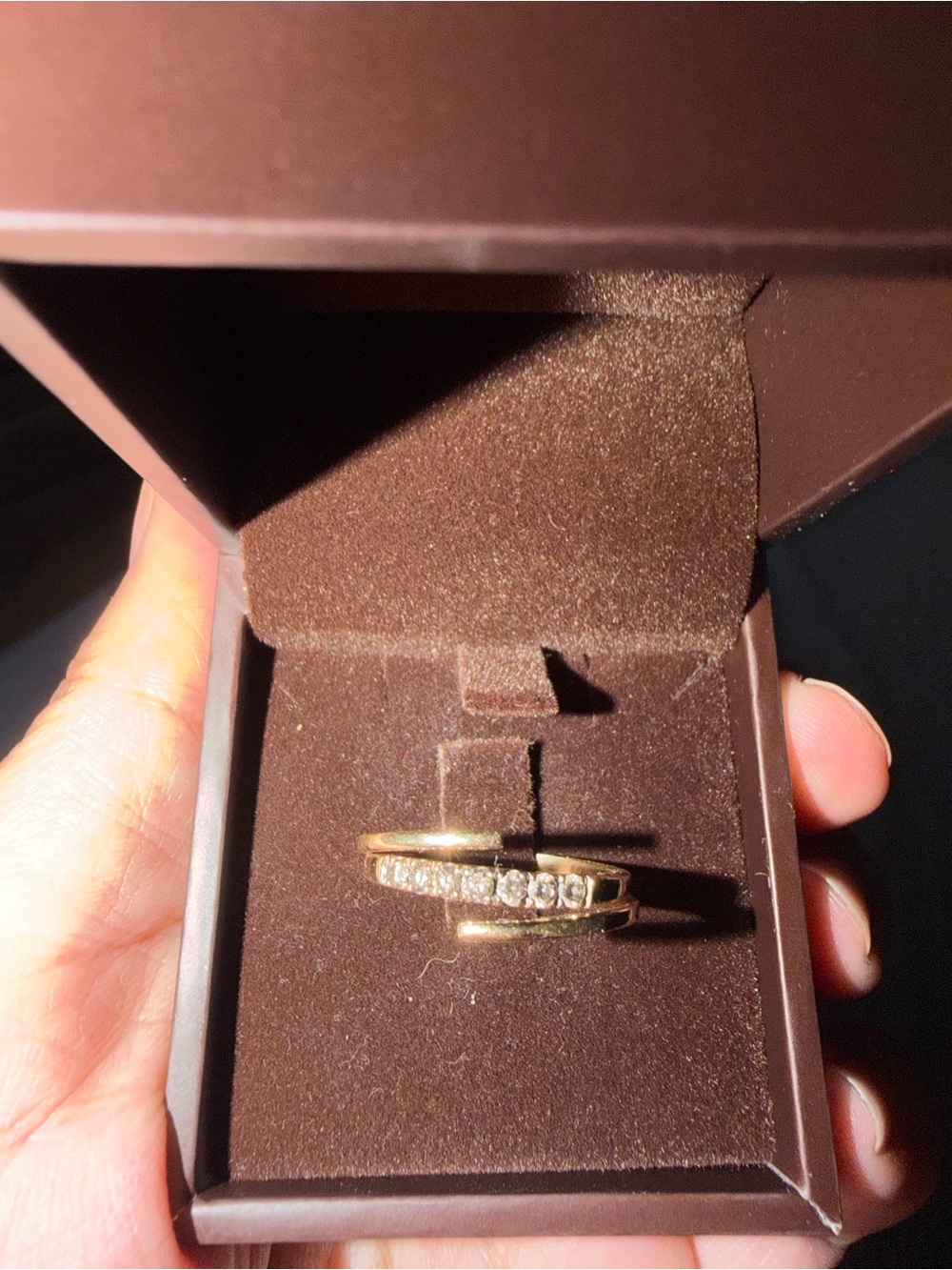 Levian Gold Split Band Ring with Clear Stones